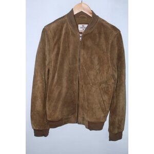 Bellfield Men's Small Light Brown Genuine Suede Leather Full Zip Jacket